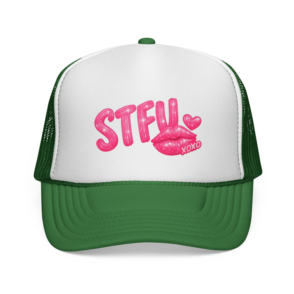 STFU Kiss Trucker Cap - Pink Lip Graphic Mesh Hat