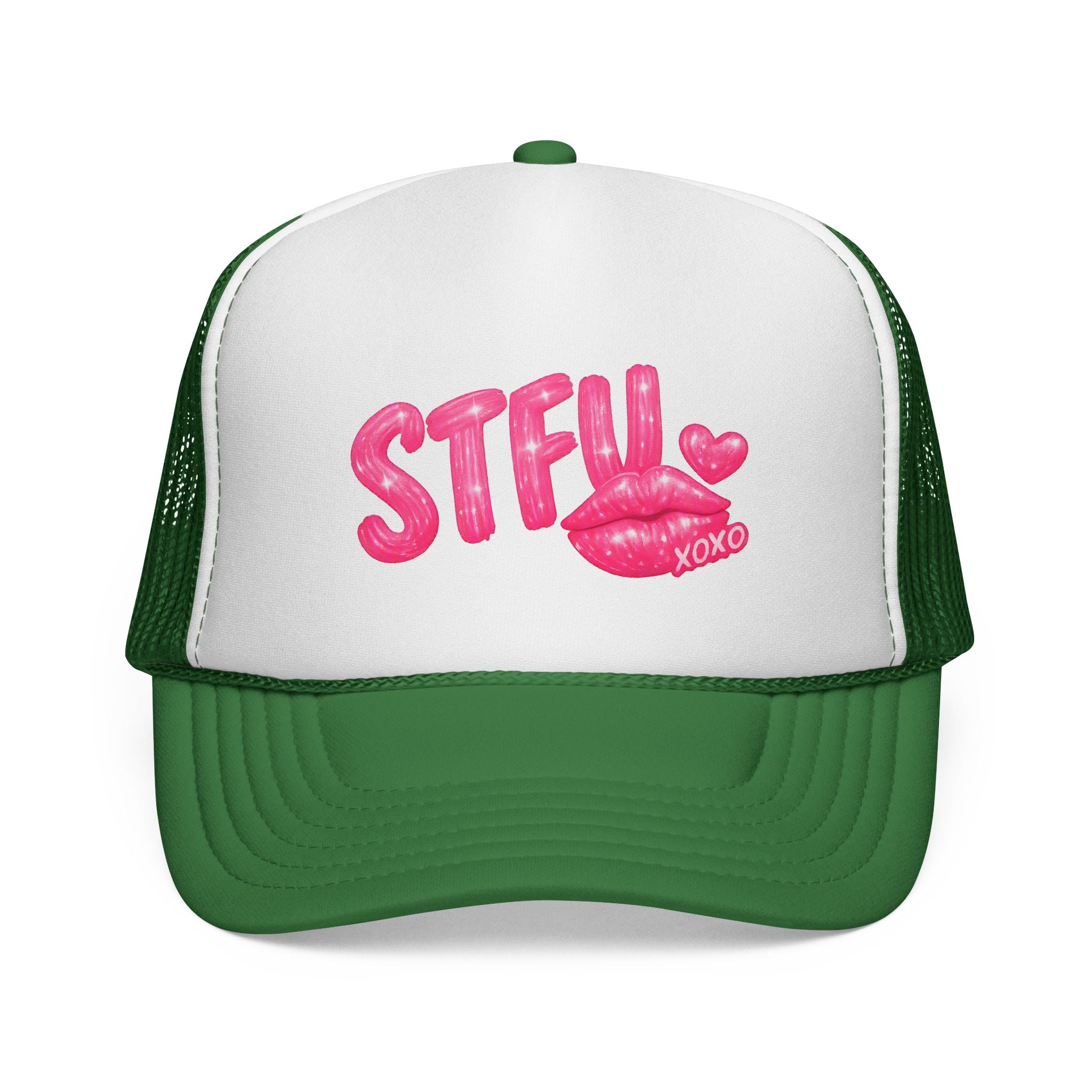 STFU Kiss Trucker Cap - Pink Lip Graphic Mesh Hat