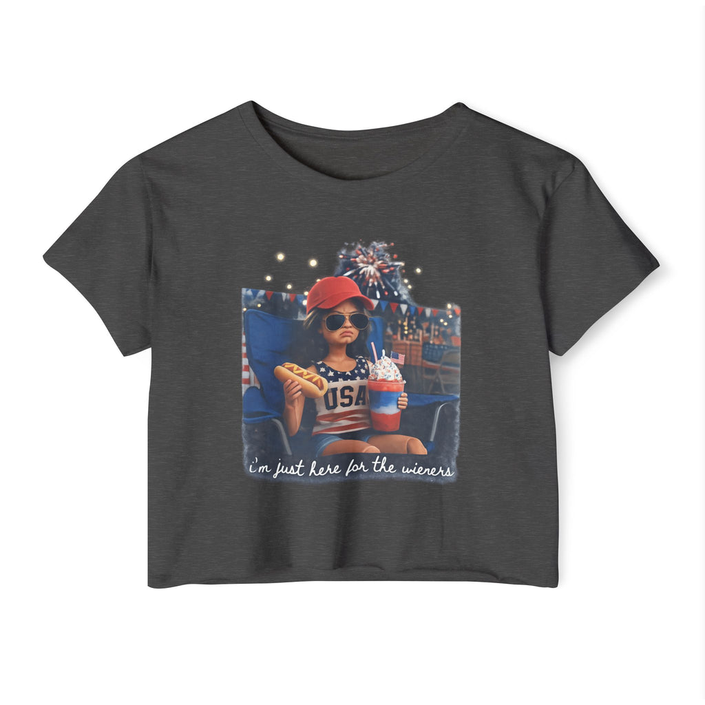 Festival Crop Top — 'I'm Just Here for the Wieners' USA Picnic Graphic