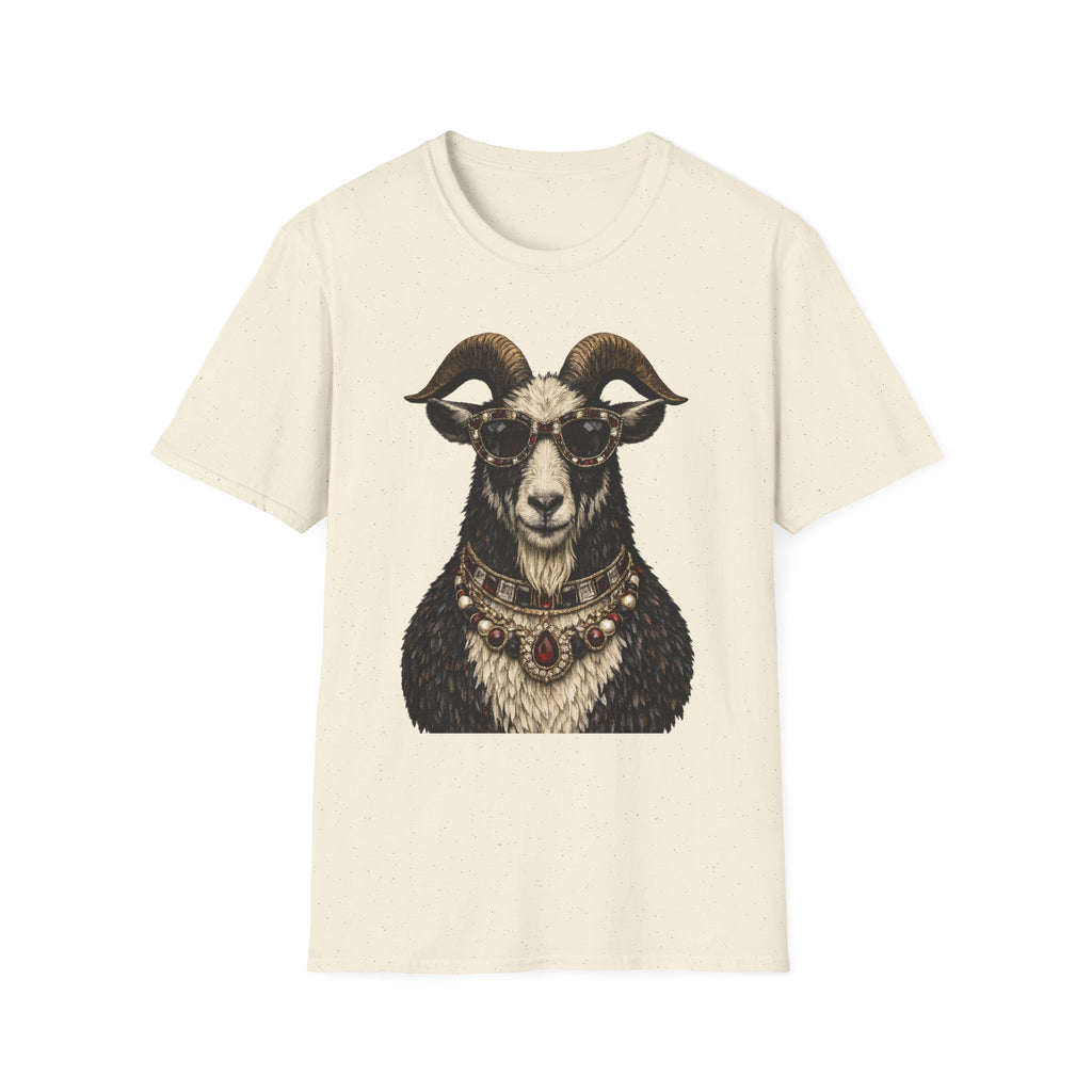 Regal Ram Portrait T-Shirt — Ornate Horned Goat Illustration Tee