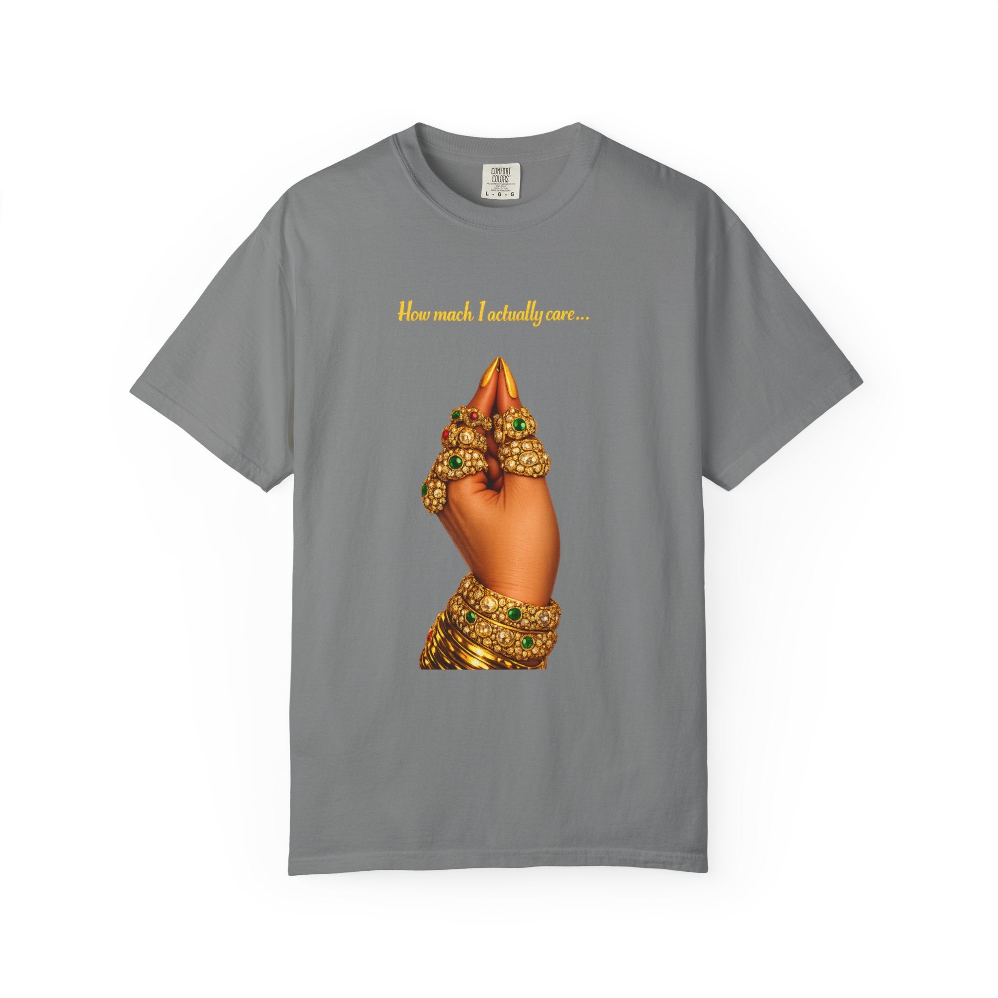 Hand Gesture T-Shirt — "How Much I Loveth You" Gold Jewels Graphic