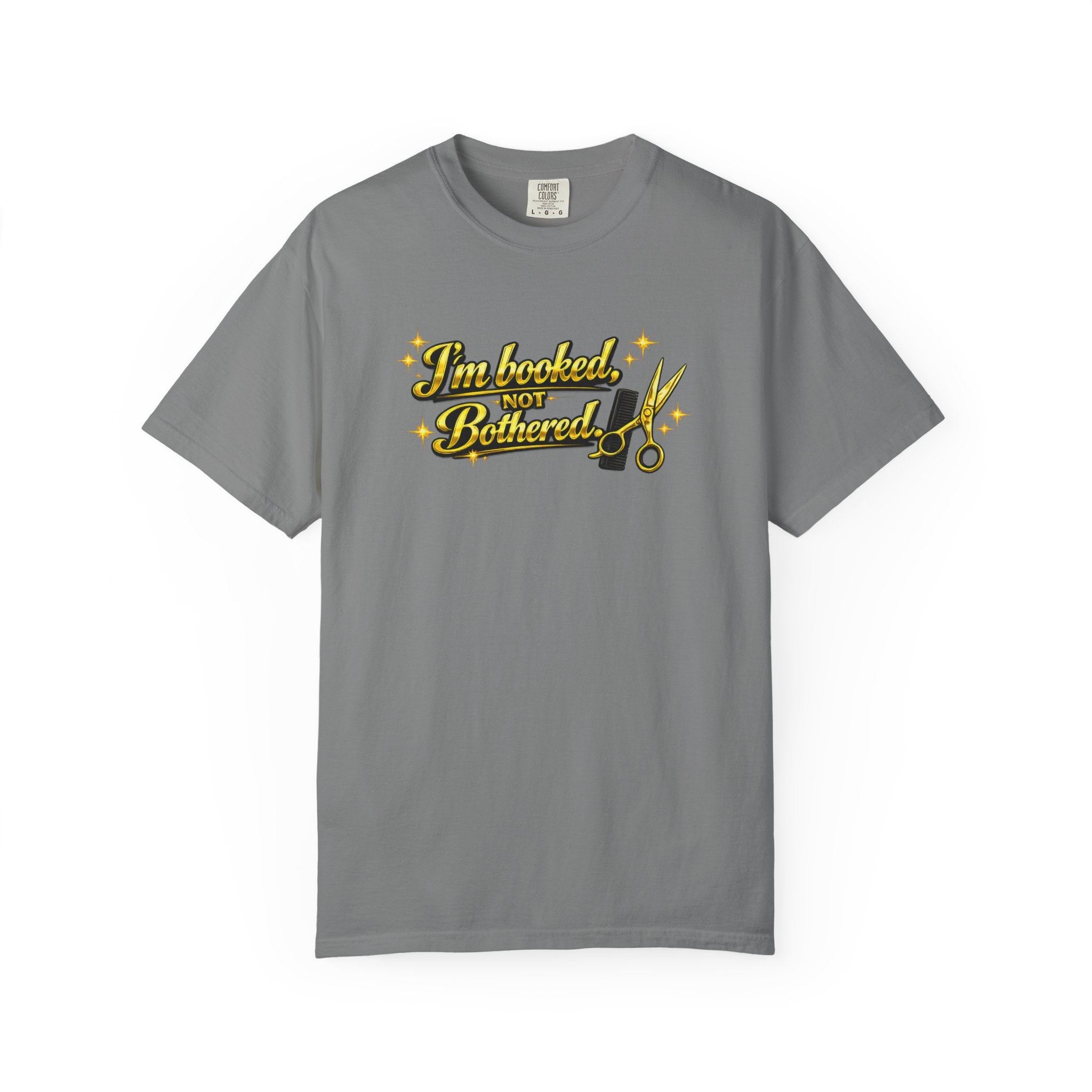 I'm Booked Not Bittered Barber T‑Shirt — Vintage Barber Scissors Design