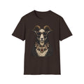 Regal Ram Portrait T-Shirt — Ornate Horned Goat Illustration Tee
