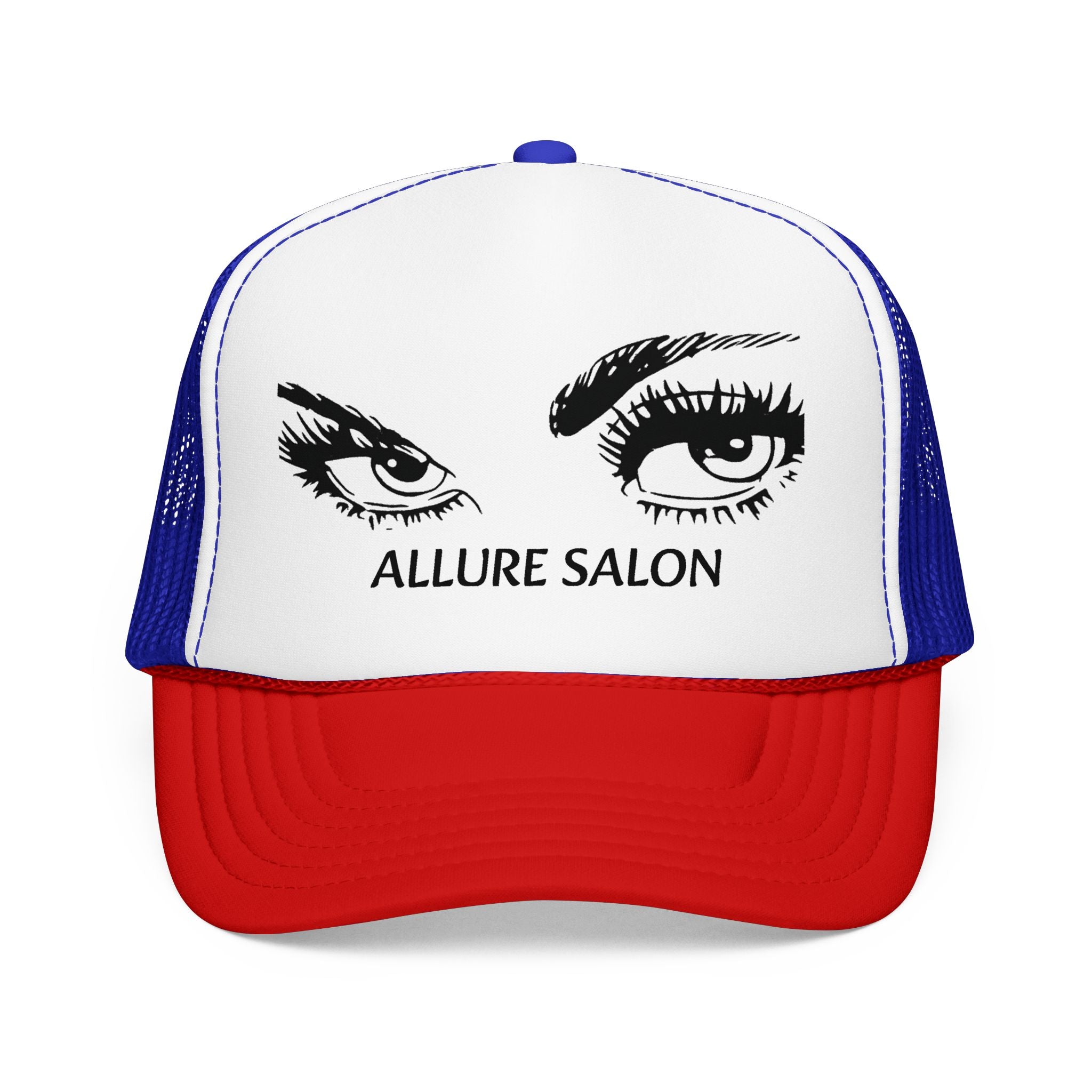 Allure Salon Trucker Hat — Embroidered Eye Logo Foam Cap