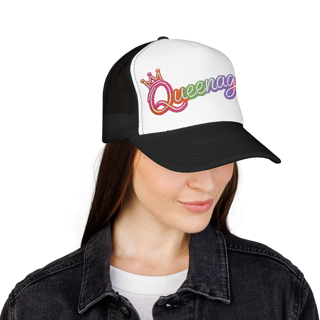 Queentager Trucker Hat — Glitter 'Queenager' Foam Mesh Cap