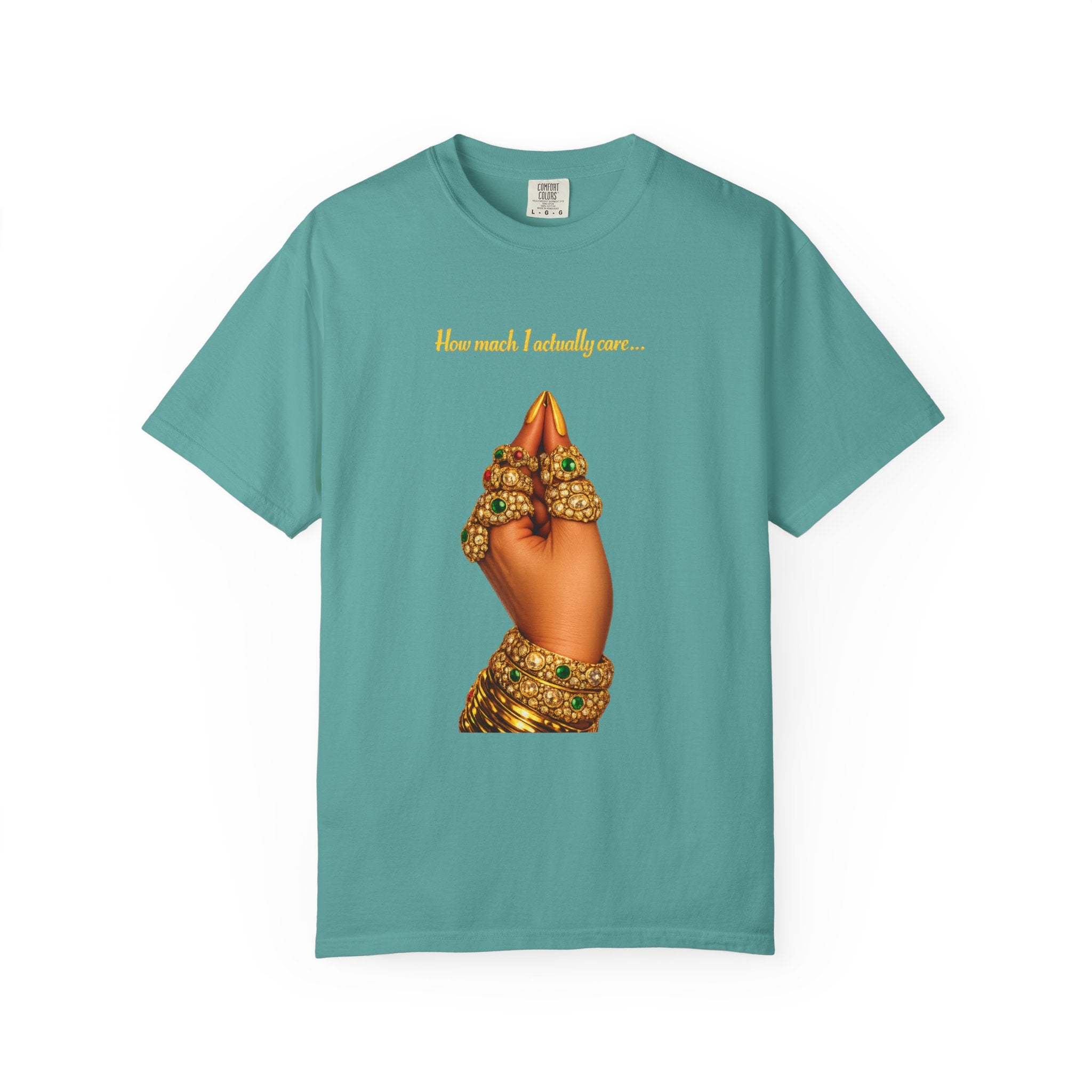 Hand Gesture T-Shirt — "How Much I Loveth You" Gold Jewels Graphic
