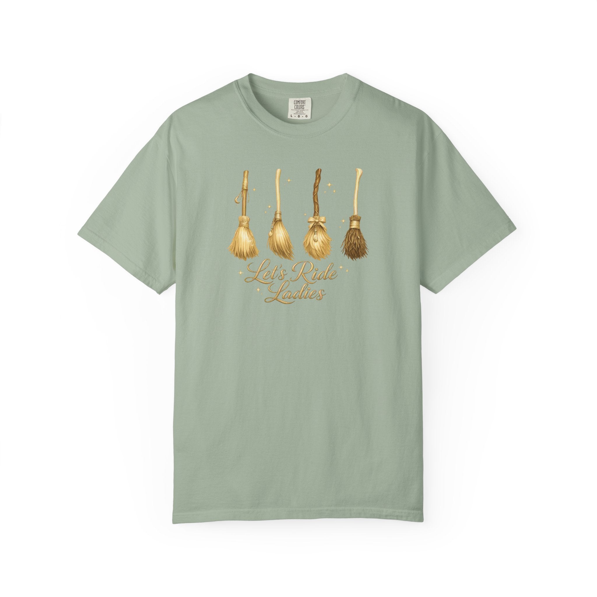 Let's Ride Ladies T-Shirt — Vintage Gold Riding Crop Equestrian Tee