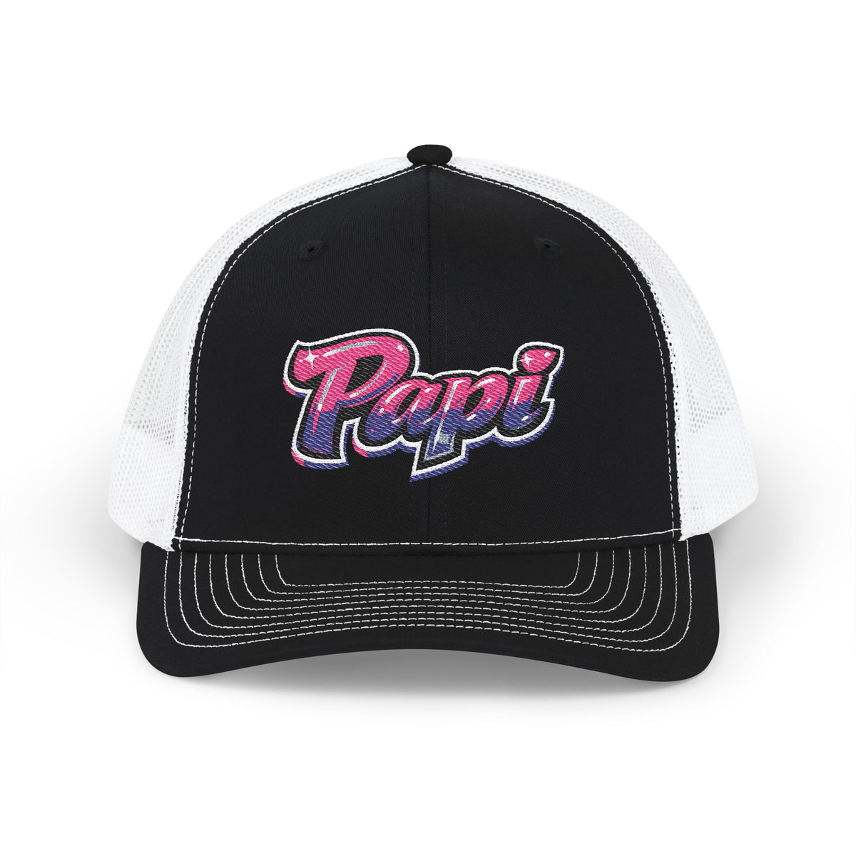 Papi Trucker Cap — Vintage Pink Script Snapback