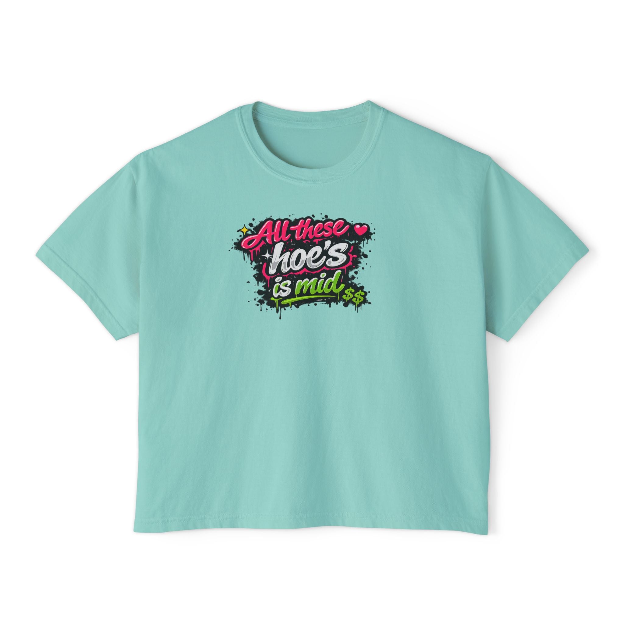 All These Hoe's Is Mid Boxy Tee — Funny Graphic Women's Cropped T‑Shirt