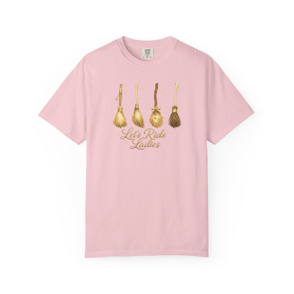 Let's Ride Ladies T-Shirt — Vintage Gold Riding Crop Equestrian Tee