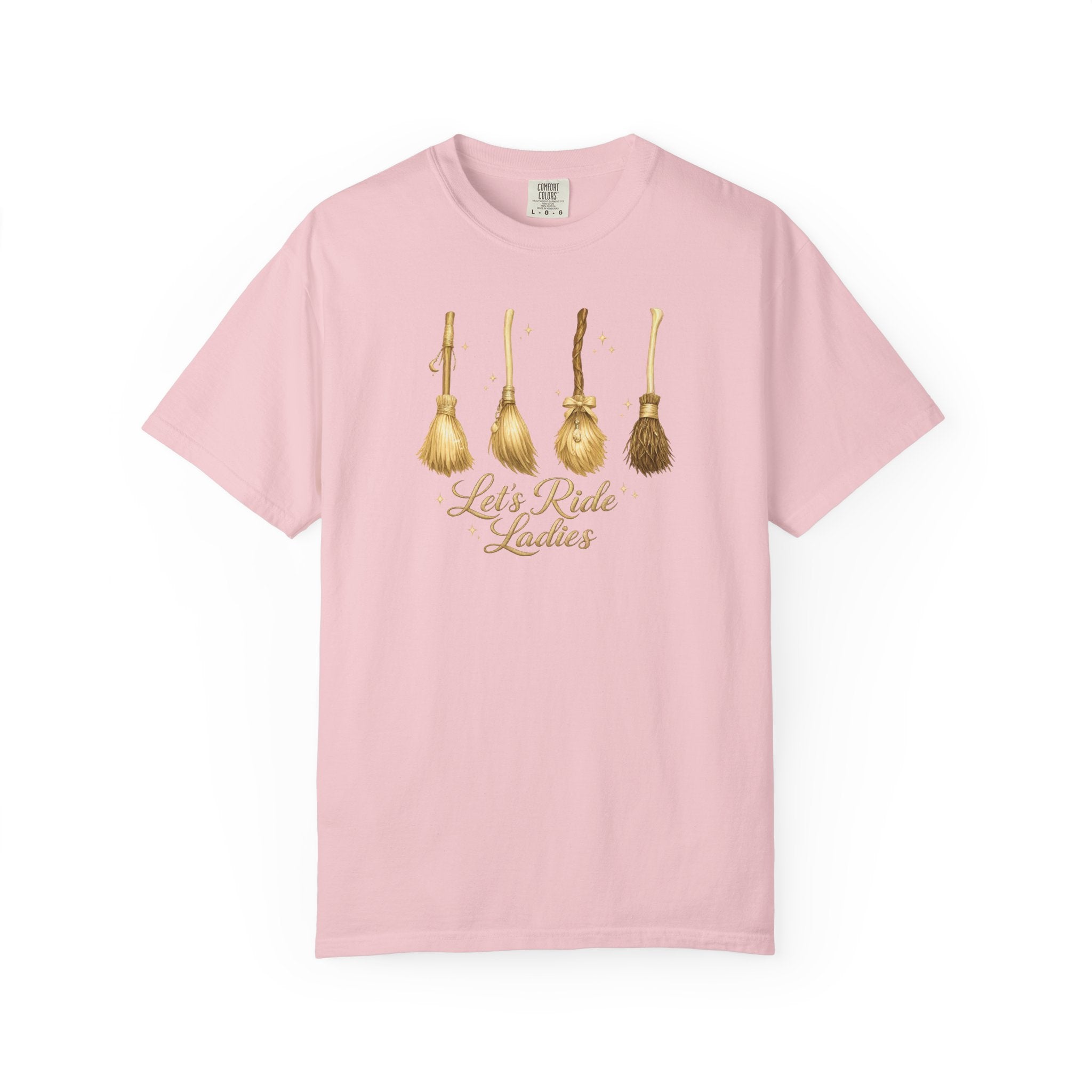 Let's Ride Ladies T-Shirt — Vintage Gold Riding Crop Equestrian Tee