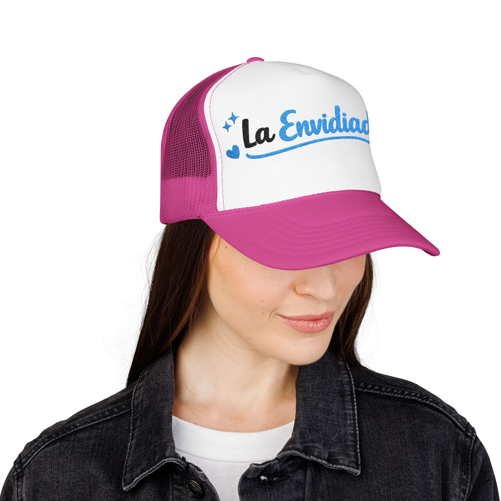 Emocionada Script Trucker Hat — Blue Glitter "La Envidiada" Foam Cap