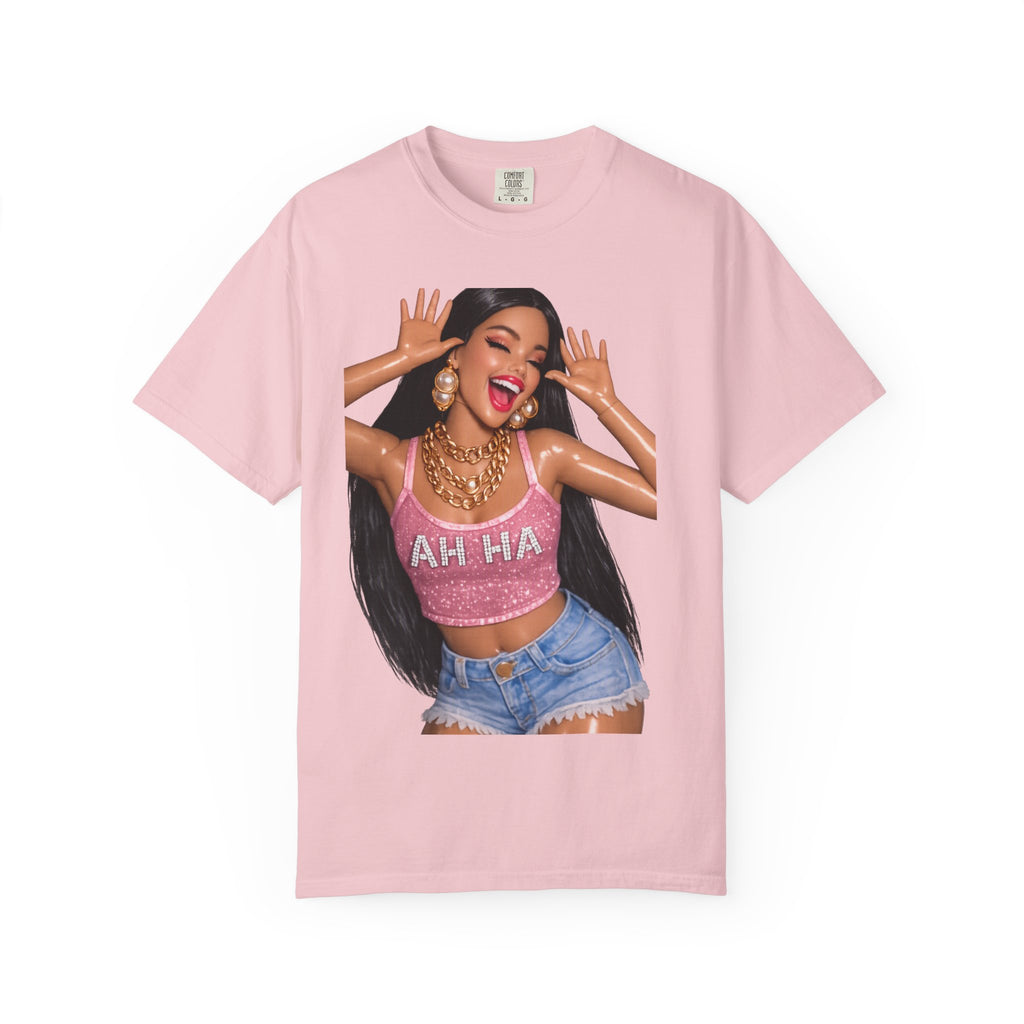 Graphic Tee — 'AH HA' Diva Illustration Crop Top Design