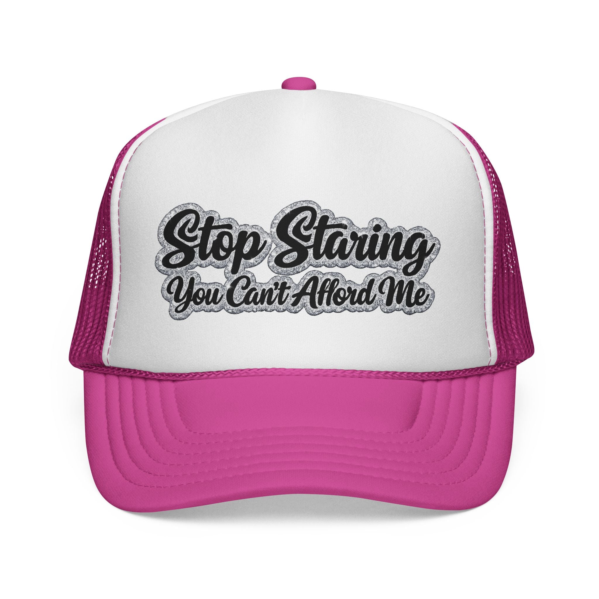 Stop Staring Trucker Cap — "You Can't Afford Me" Retro Patch Hat