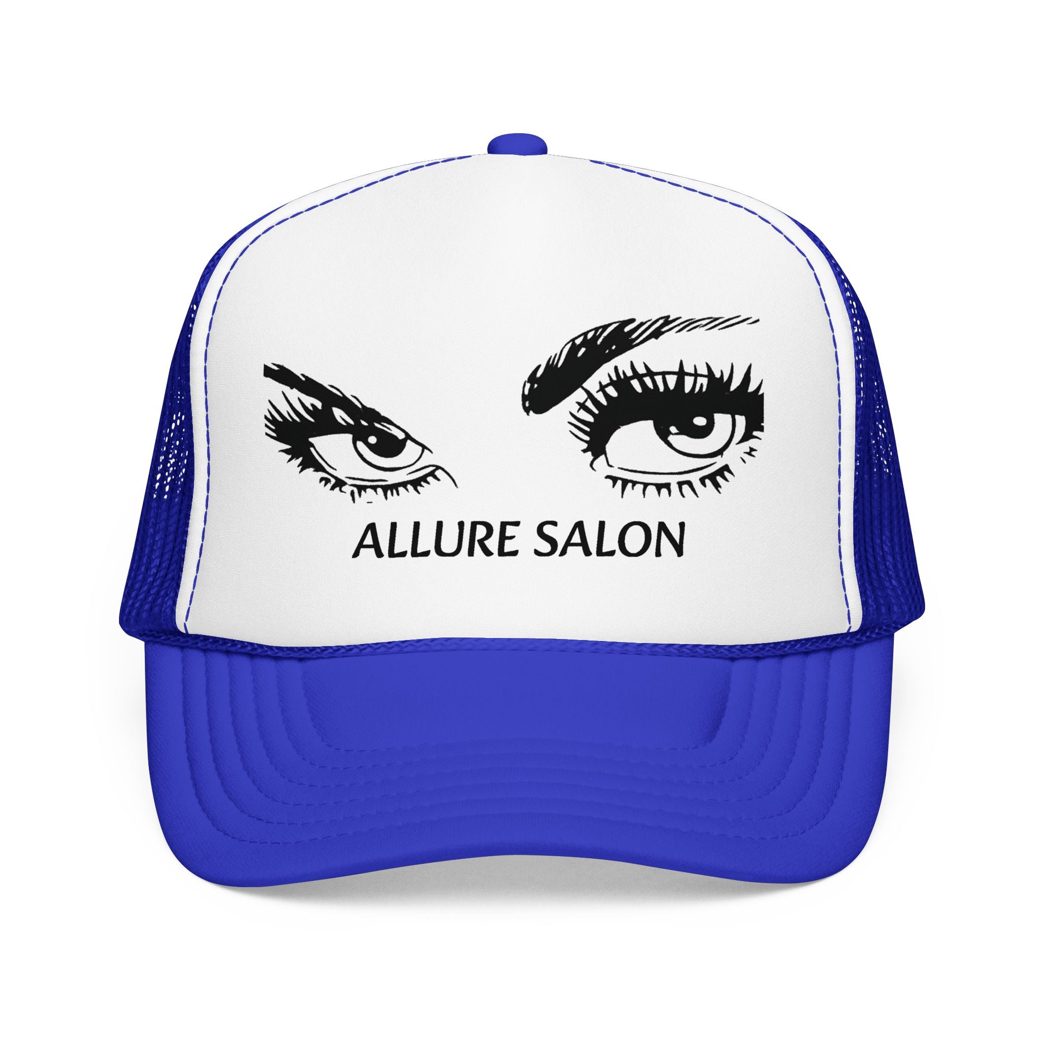 Allure Salon Trucker Hat — Embroidered Eye Logo Foam Cap