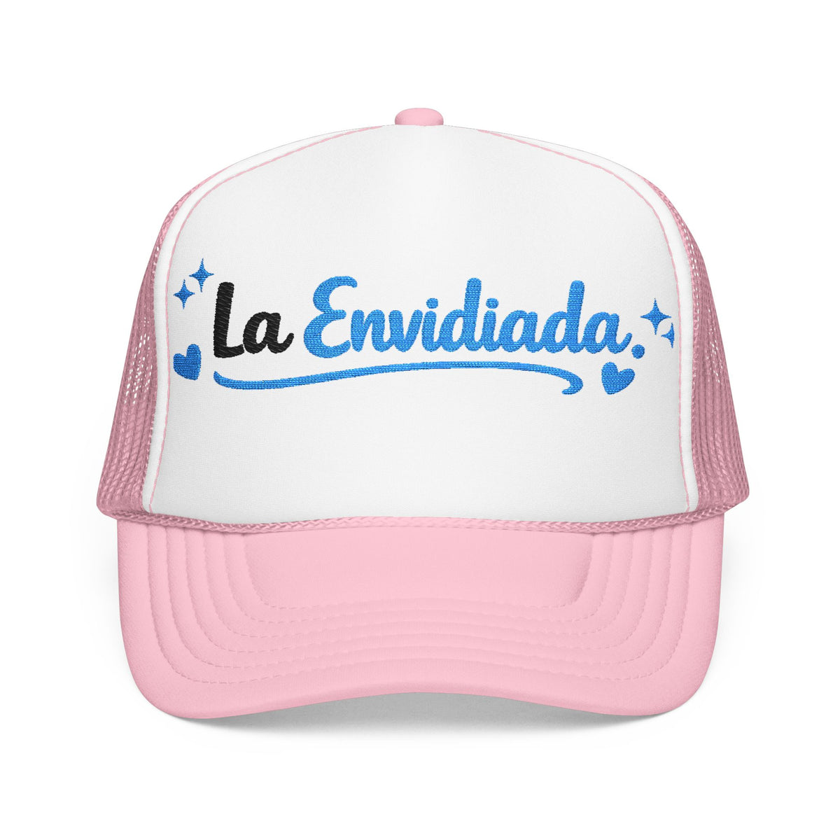 Emocionada Script Trucker Hat — Blue Glitter "La Envidiada" Foam Cap
