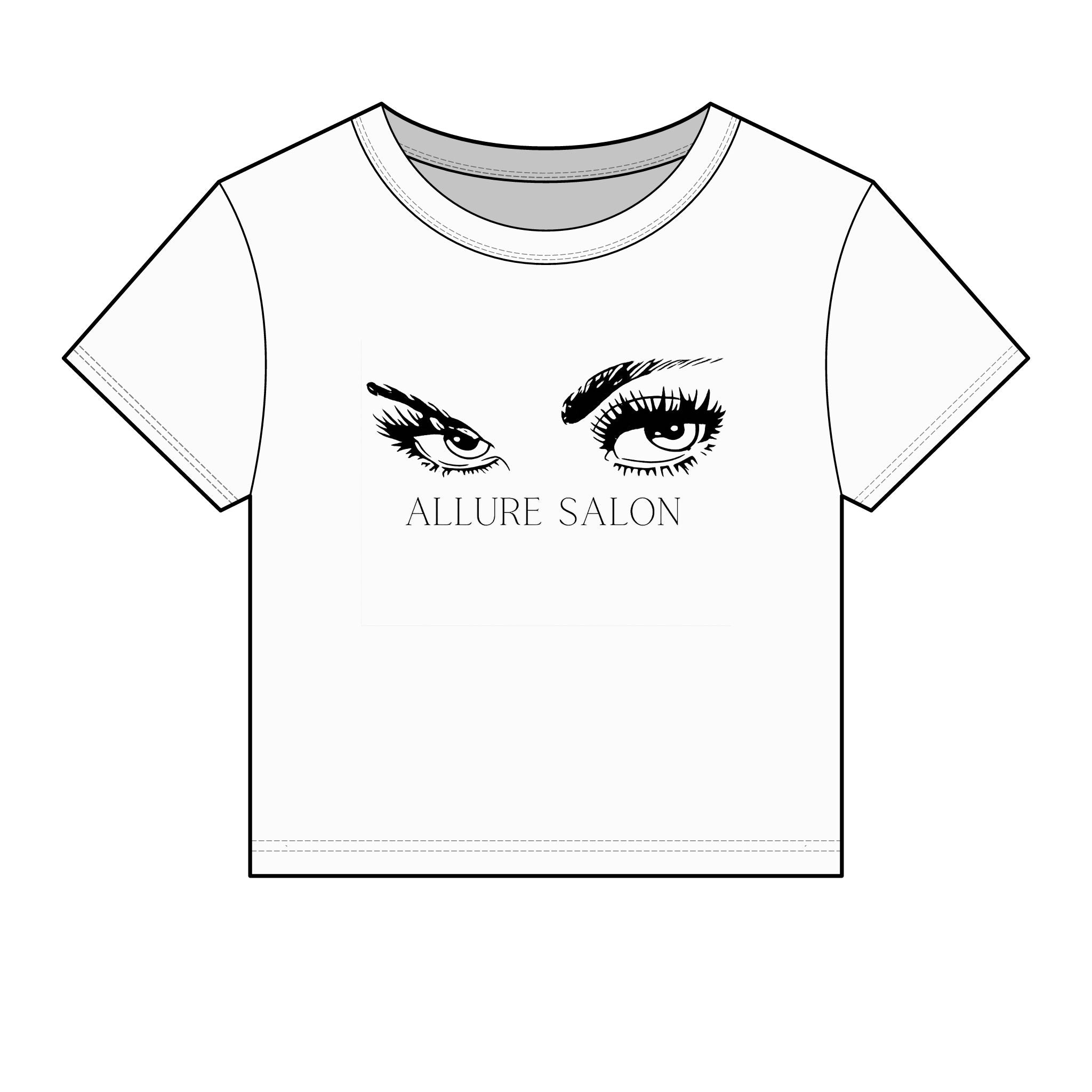 Allure Salon Women's Baby Tee — Eyelash & Brows Graphic Crop Tee