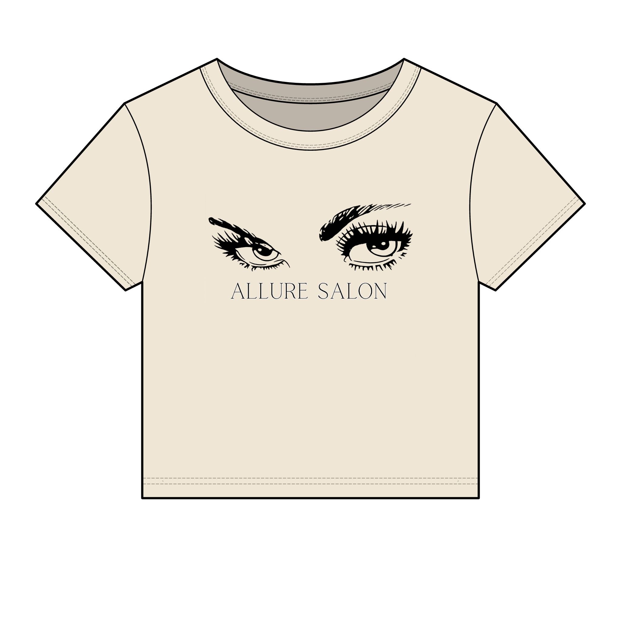 Allure Salon Women's Baby Tee — Eyelash & Brows Graphic Crop Tee