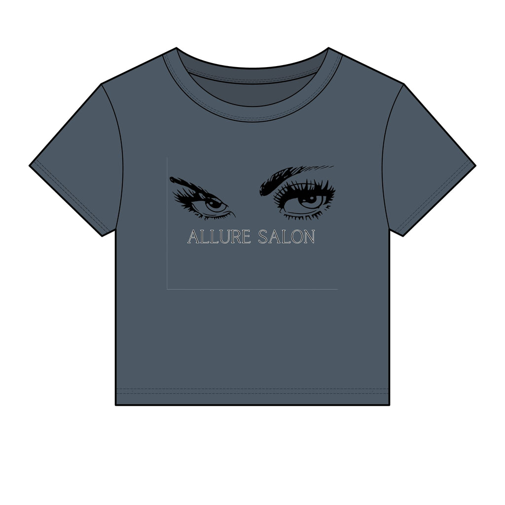 Allure Salon Women's Baby Tee — Eyelash & Brows Graphic Crop Tee