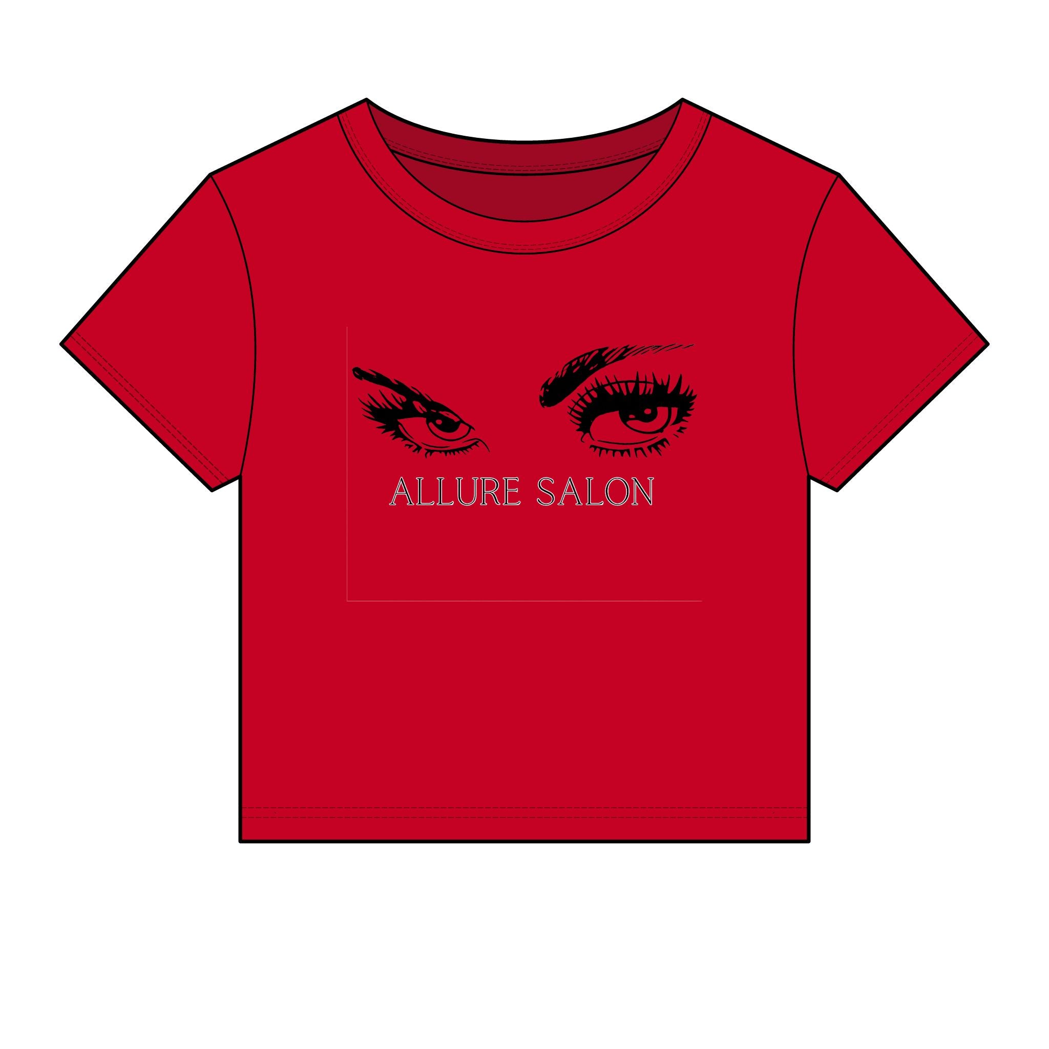 Allure Salon Women's Baby Tee — Eyelash & Brows Graphic Crop Tee