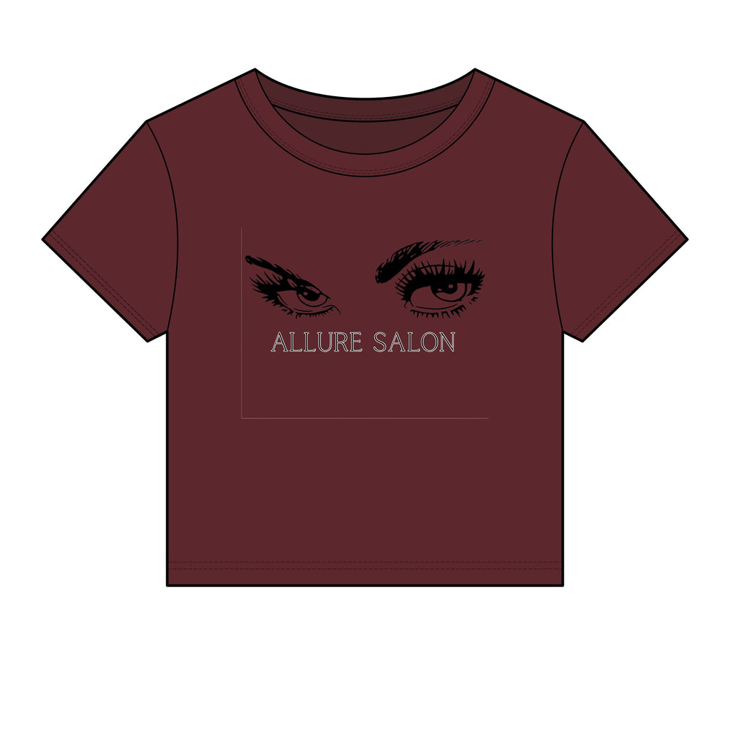 Allure Salon Women's Baby Tee — Eyelash & Brows Graphic Crop Tee