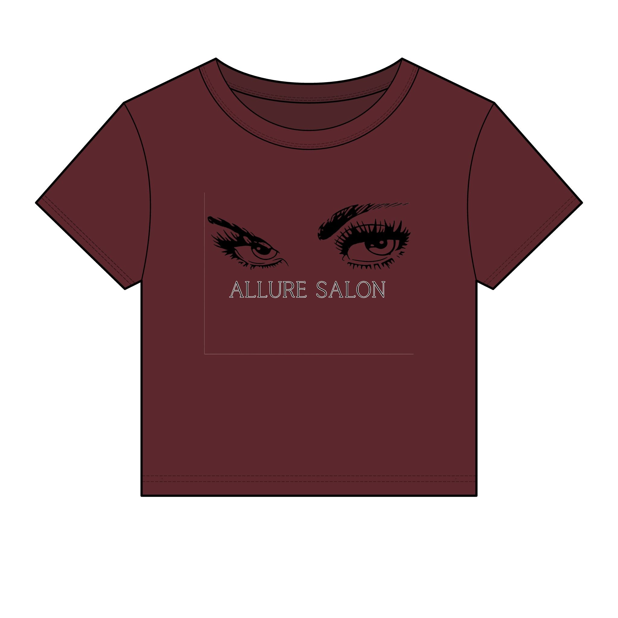 Allure Salon Women's Baby Tee — Eyelash & Brows Graphic Crop Tee