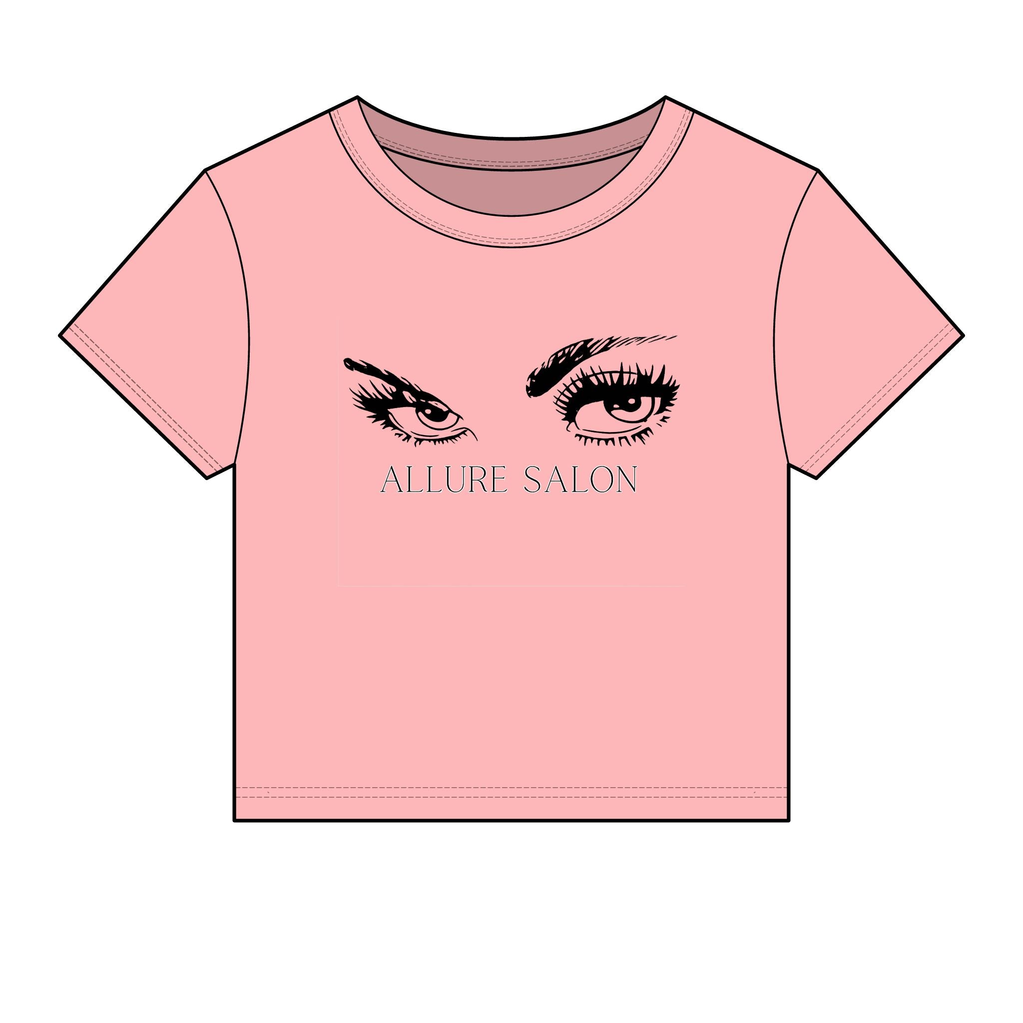 Allure Salon Women's Baby Tee — Eyelash & Brows Graphic Crop Tee