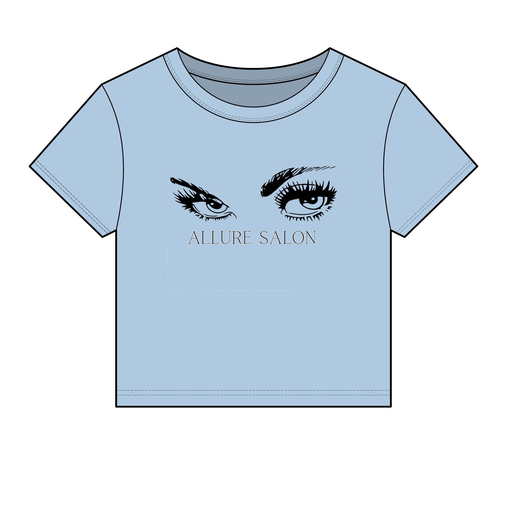 Allure Salon Women's Baby Tee — Eyelash & Brows Graphic Crop Tee