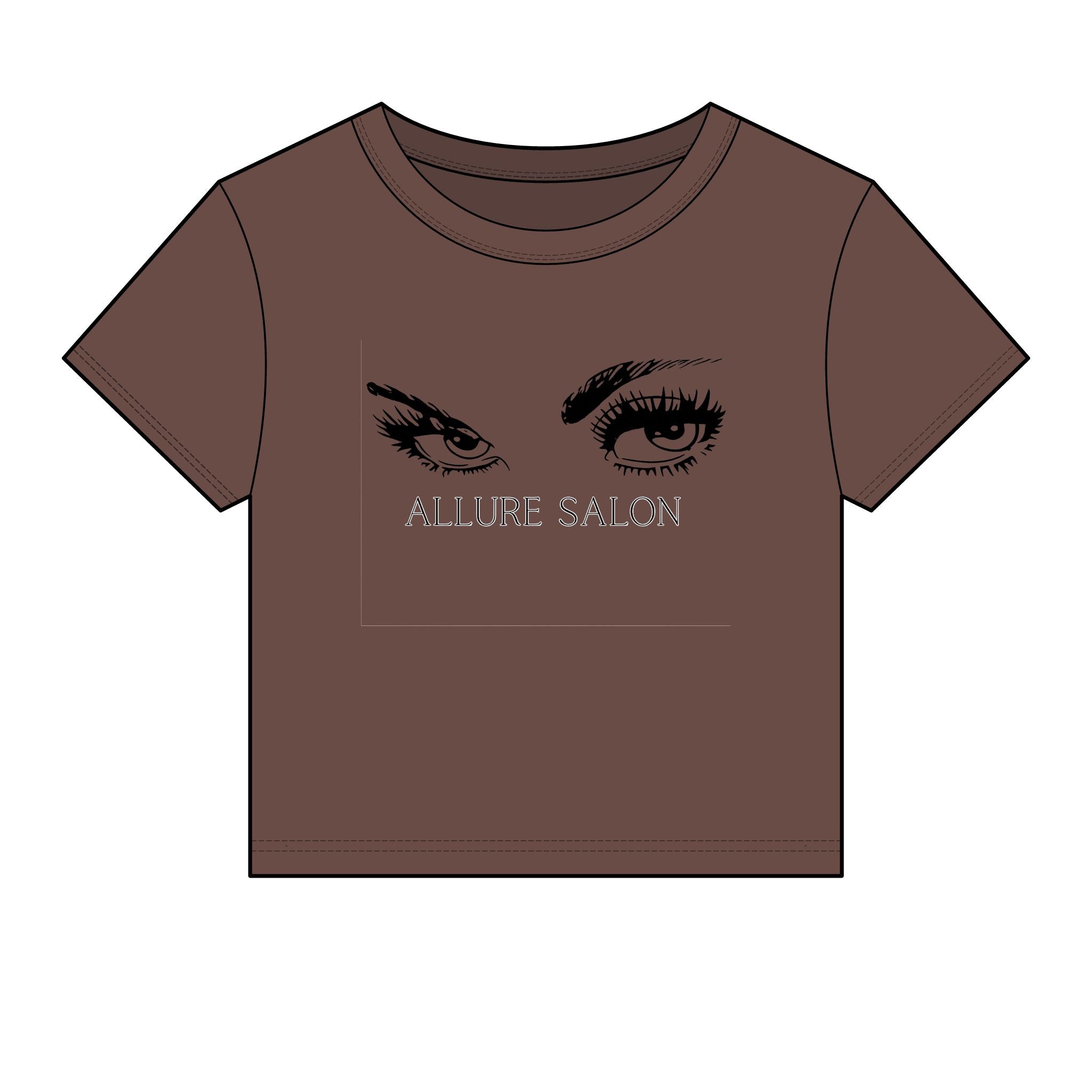 Allure Salon Women's Baby Tee — Eyelash & Brows Graphic Crop Tee