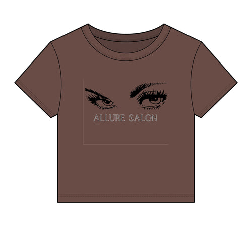Allure Salon Women's Baby Tee — Eyelash & Brows Graphic Crop Tee