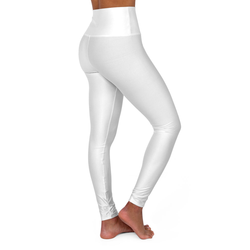 High-Waisted Yoga Leggings — Minimal Side Script AOP