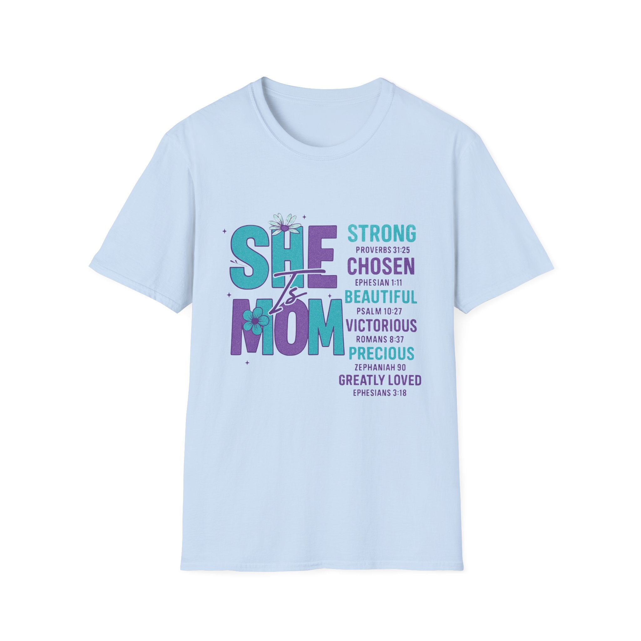 She Is Mom Inspirational T-Shirt – "She Mom" Bible Verse Faithful Gift for Mothers