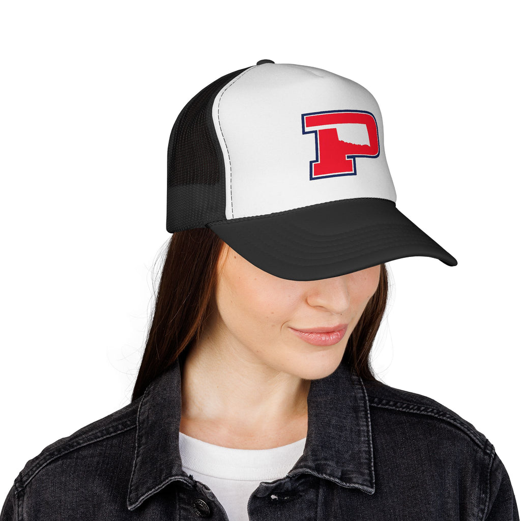 P Letter Trucker Hat - Vintage Red & Navy Patch Cap