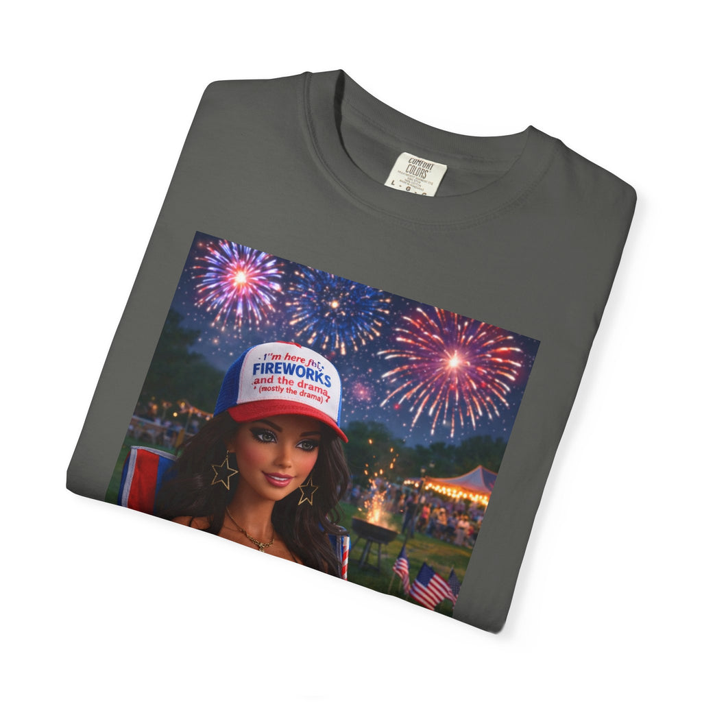 Independence Day Patriotic Graphic T-Shirt — 'Pretty Petty' Fireworks Design