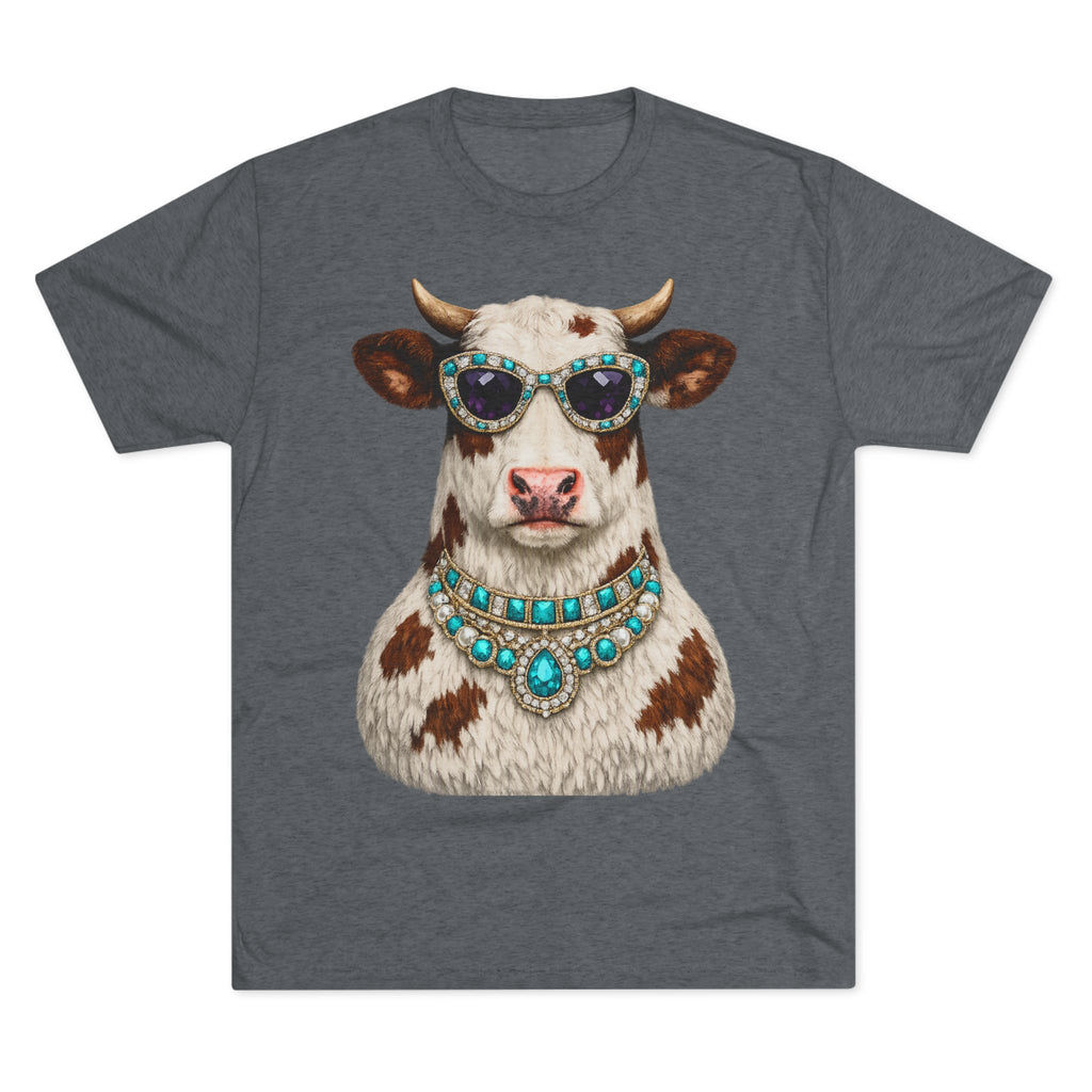 Cow with Sunglasses & Turquoise Necklace T-Shirt — Quirky Western Farm Animal Tee