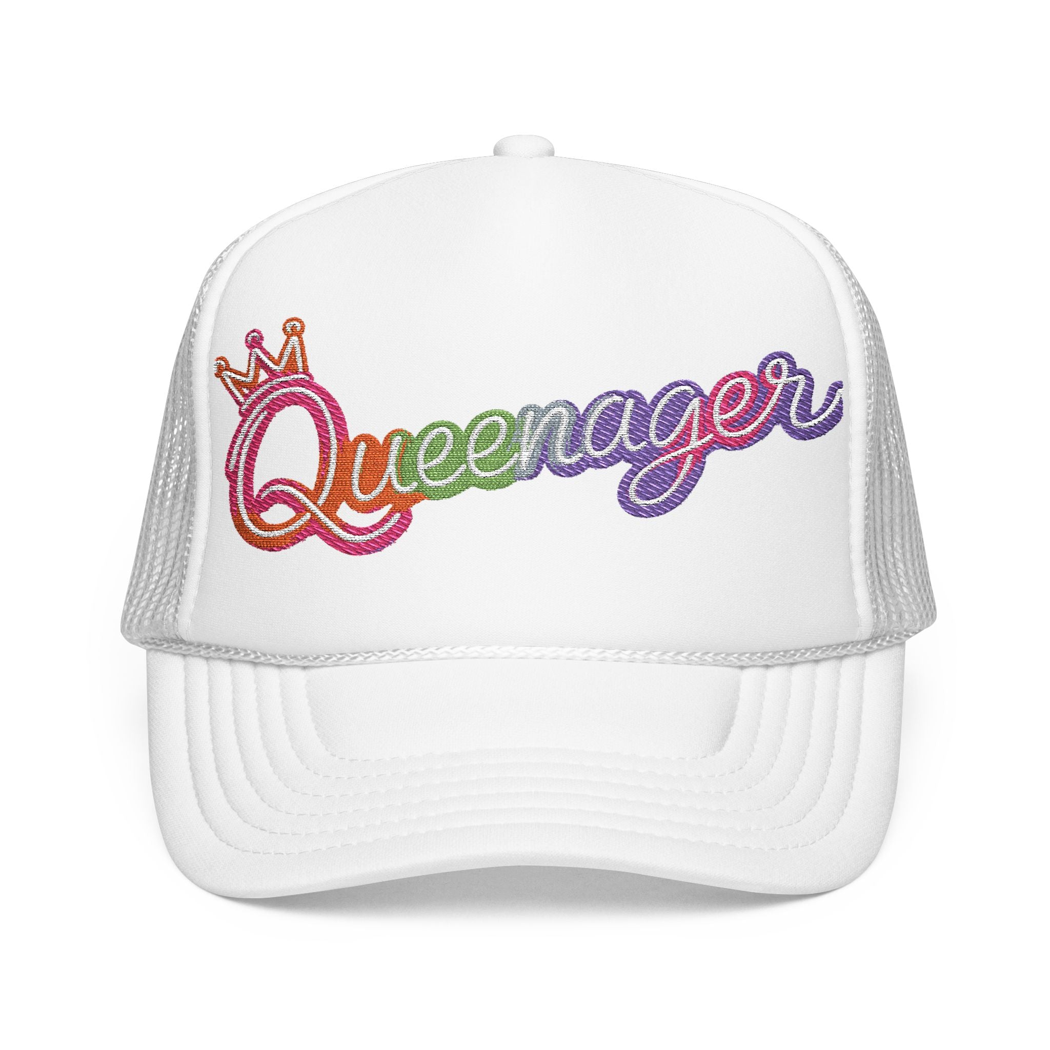Queentager Trucker Hat — Glitter 'Queenager' Foam Mesh Cap