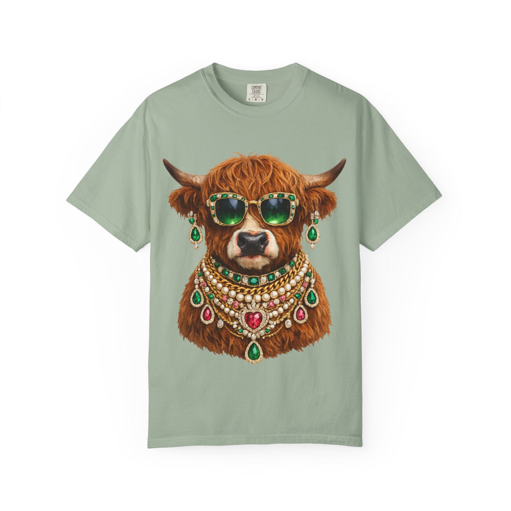 Jeweled Highland Cow Sunglasses T-Shirt
