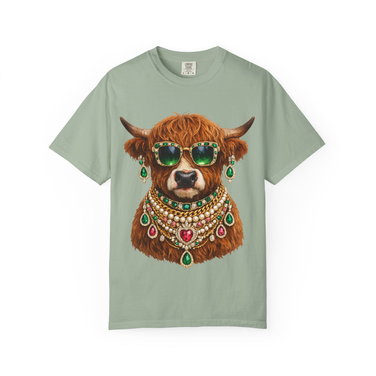Jeweled Highland Cow Sunglasses T-Shirt