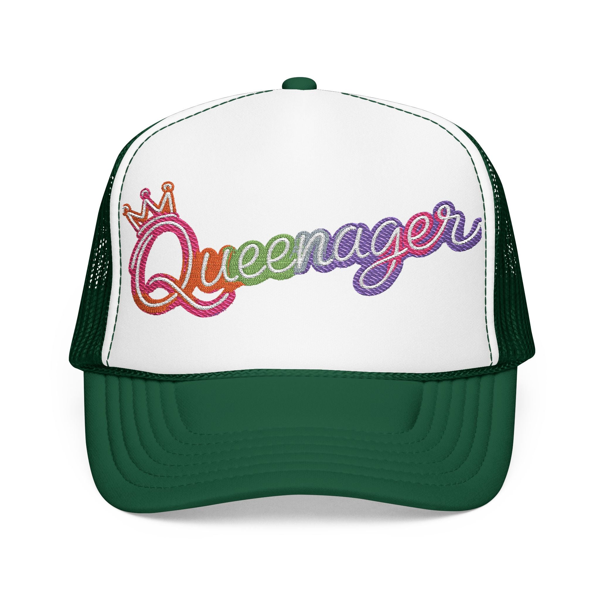 Queentager Trucker Hat — Glitter 'Queenager' Foam Mesh Cap