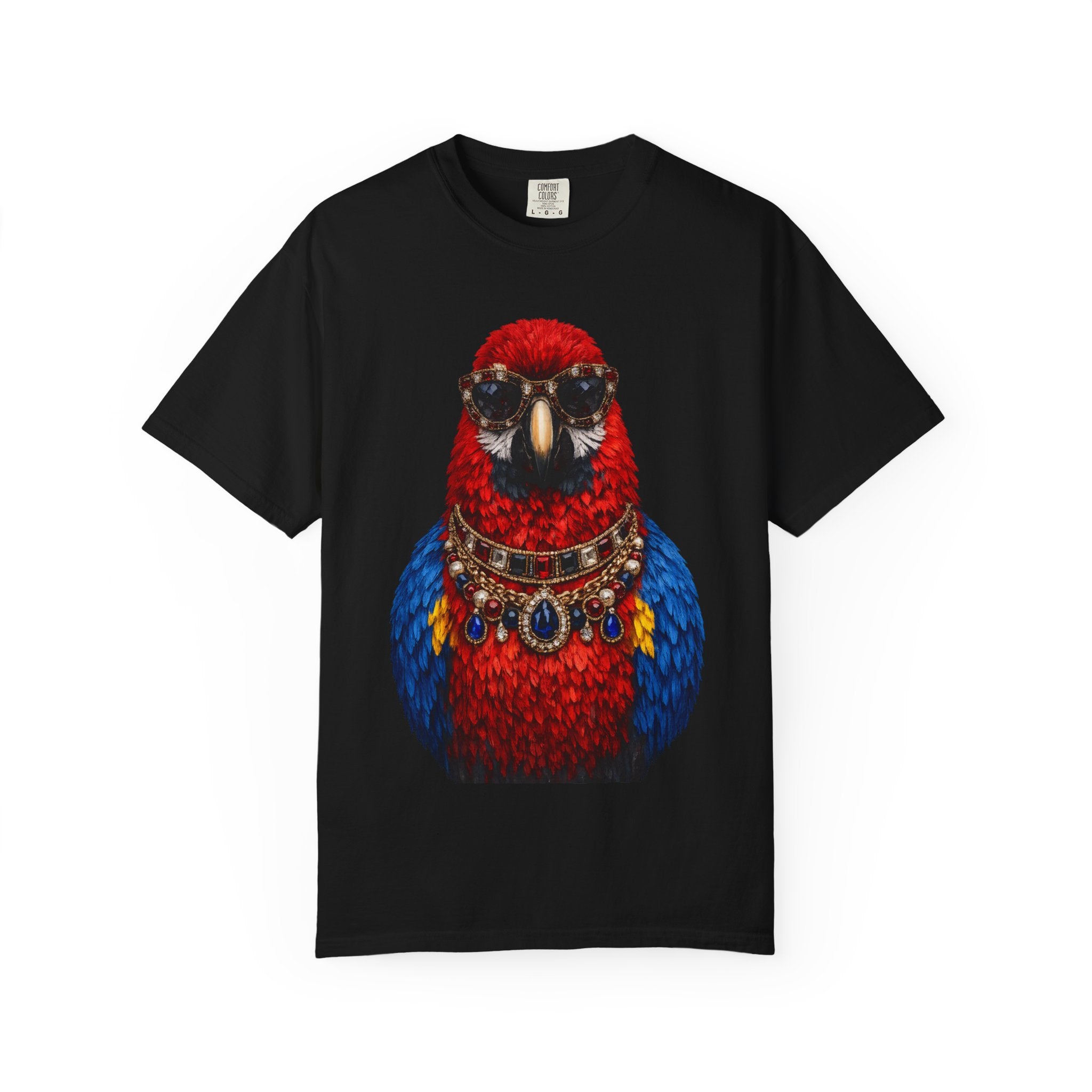 Parrot Portrait T-Shirt — Regal Red & Blue Parrot Graphic Tee