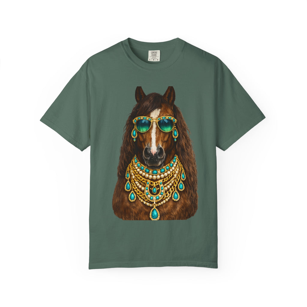 Boho Horse Graphic T-Shirt with Turquoise Jewelry Design