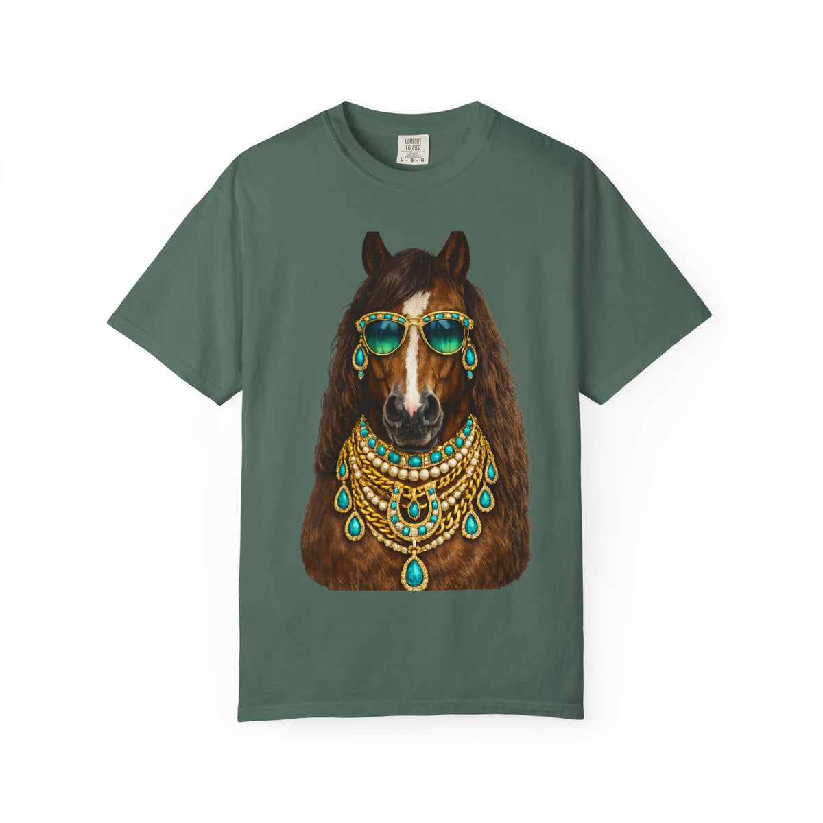 Boho Horse Graphic T-Shirt with Turquoise Jewelry Design