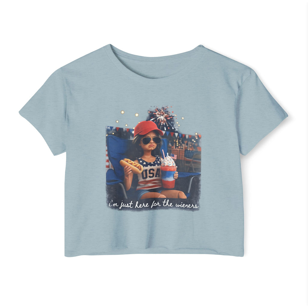 Festival Crop Top — 'I'm Just Here for the Wieners' USA Picnic Graphic