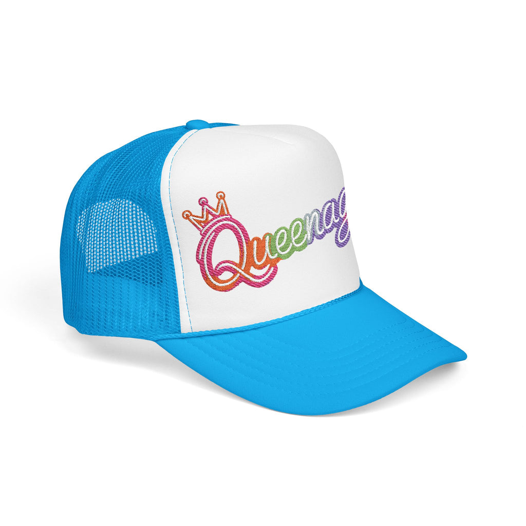 Queentager Trucker Hat — Glitter 'Queenager' Foam Mesh Cap