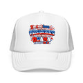 Patriotic Foam Trucker Hat – “Here for the Fireworks and the Drama” USA Fourth of July Cap