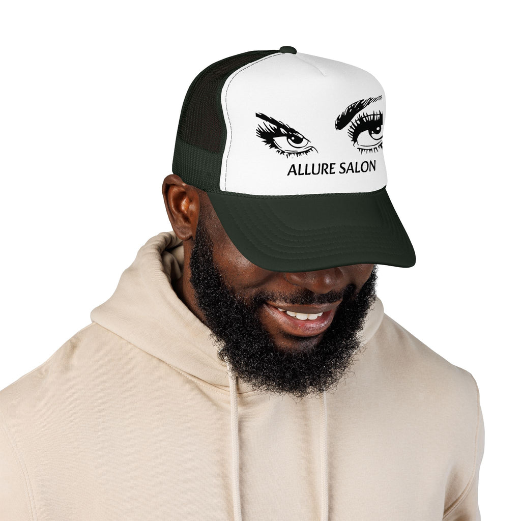 Allure Salon Trucker Hat — Embroidered Eye Logo Foam Cap
