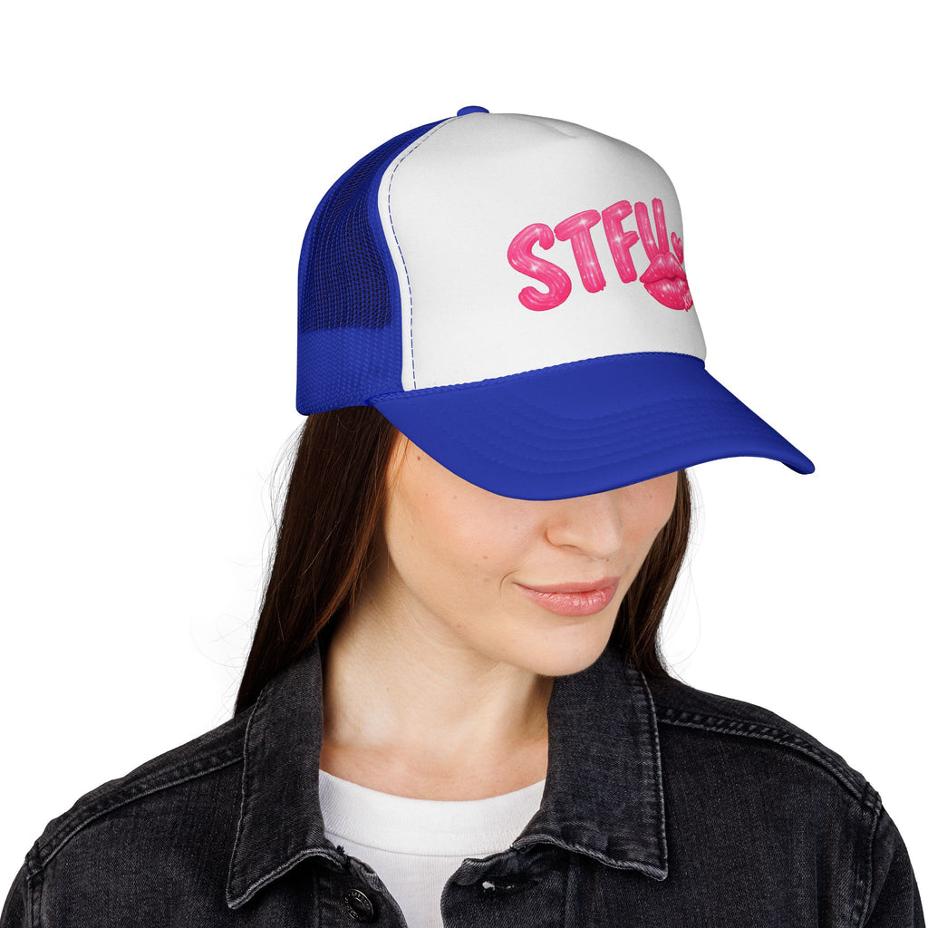 STFU Kiss Trucker Cap - Pink Lip Graphic Mesh Hat