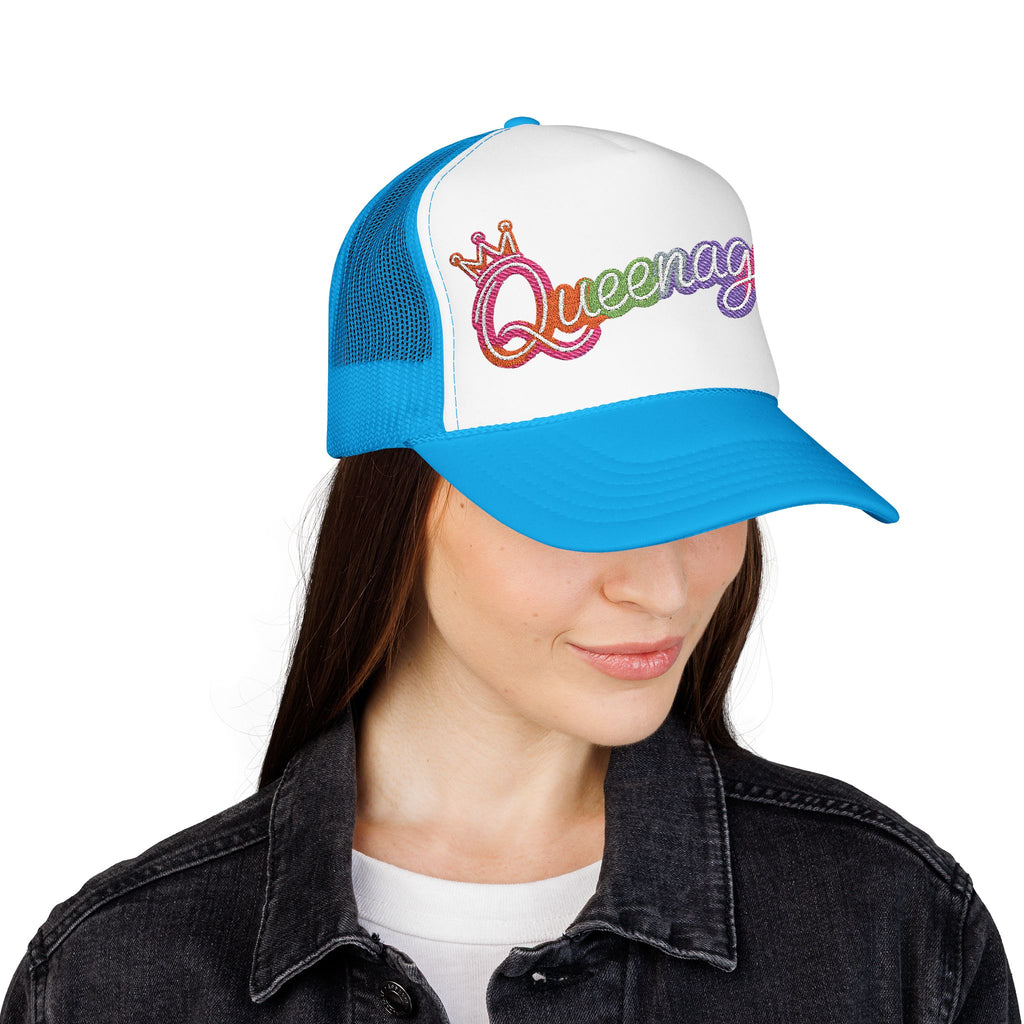 Queentager Trucker Hat — Glitter 'Queenager' Foam Mesh Cap