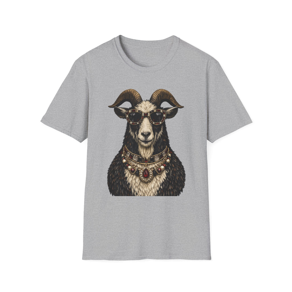Regal Ram Portrait T-Shirt — Ornate Horned Goat Illustration Tee