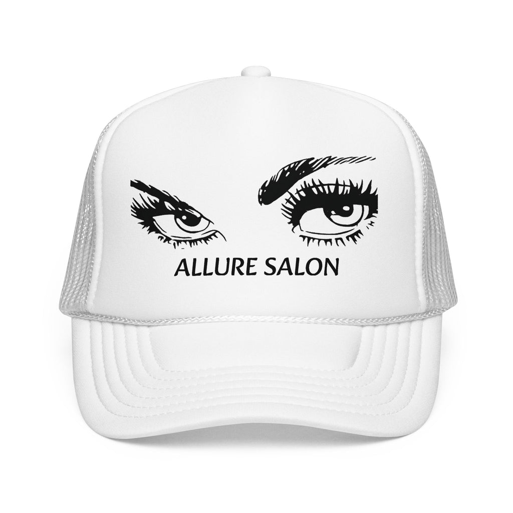Allure Salon Trucker Hat — Embroidered Eye Logo Foam Cap